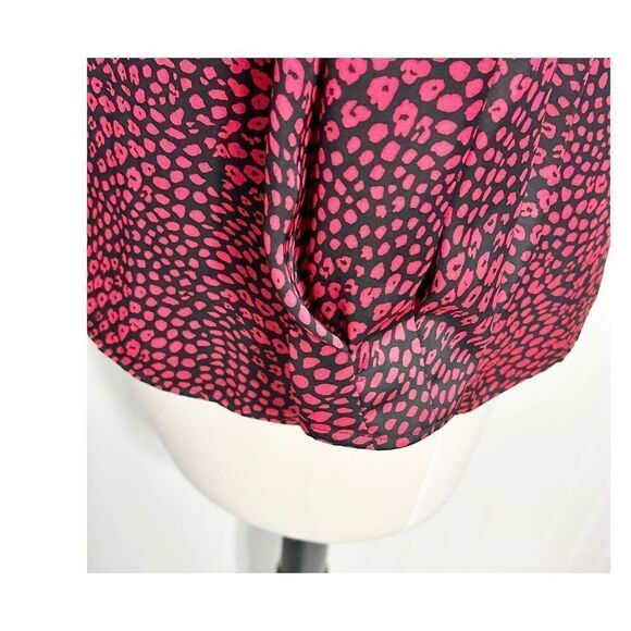 Banana Republic Womens Animal Print Blouse Top Puff Sleeve Red‎ Black Medium - Picture 3 of 12